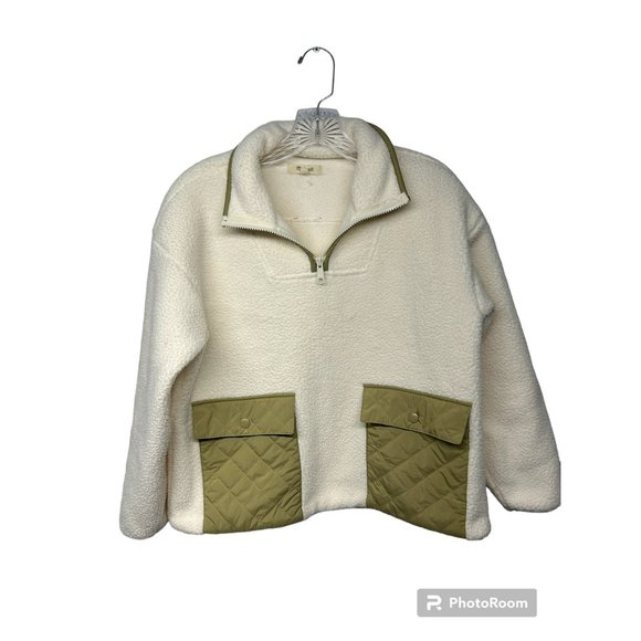 Madewell XXS (Re)sourced Fleece Quilted-Pocket Popover Jacket - Picture 4 of 8